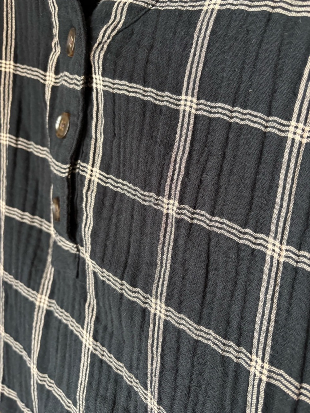 Madewell Black Plaid Button-Front Long Sleeve Top - Picture 4 of 5
